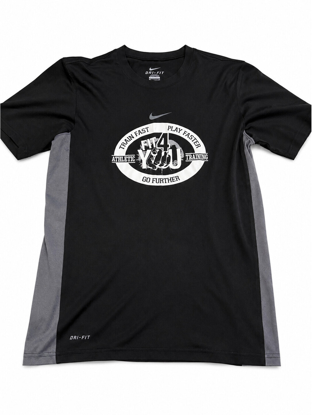 Nike Dri-FIT "Fit 4 You" Athletic Training T-Shirt Men's Small Black Gray